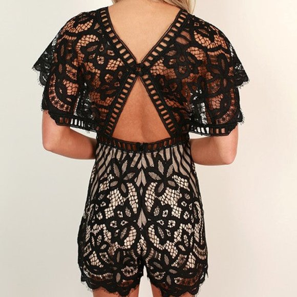 L'ATISTE Cocktail Black Lace Romper Size M - Picture 9 of 12
